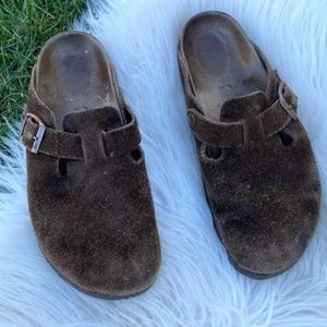 Birkenstock brown bostons clog slip ons 38